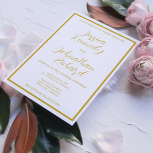 Invitación Boda fotográfico moderno de caligrafía blanca y do