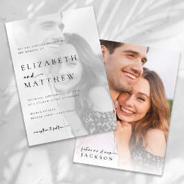 Invitación Boda fotográfico moderno de caligrafía Minimalista