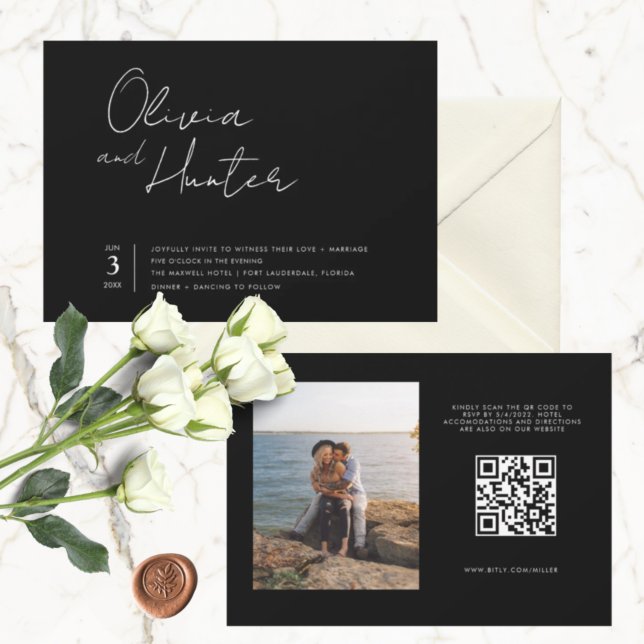 Invitación Boda fotográfico moderno de código QR (Subido por el creador)