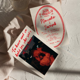 Invitación Boda fotográfico moderno de moda y escritura manua