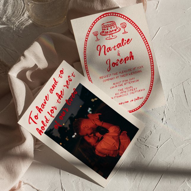 Invitación Boda fotográfico moderno de moda y escritura manua (Subido por el creador)