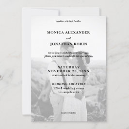 Invitación Boda fotográfico moderno en blanco y negro