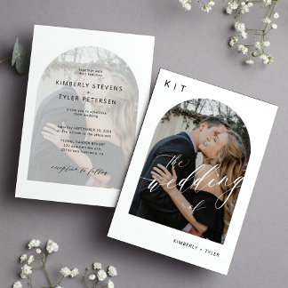 Invitación Boda fotográfico moderno en forma de monograma neg