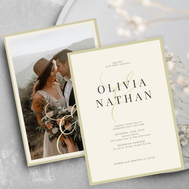 Invitación Boda fotográfico moderno minimalista de Boho (Subido por el creador)