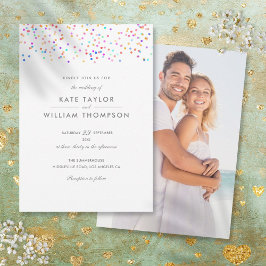 Invitación Boda fotográfico moderno Rainbow Confetti