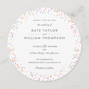 Invitación Boda fotográfico moderno Rainbow Confetti