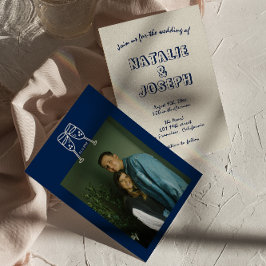 Invitación Boda fotográfico moderno retro de escritura manual