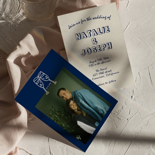 Invitación Boda fotográfico moderno retro de escritura manual (Subido por el creador)