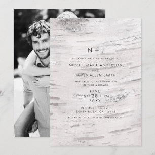 Invitación Boda fotográfico moderno Rústico Barn de Madera Bl