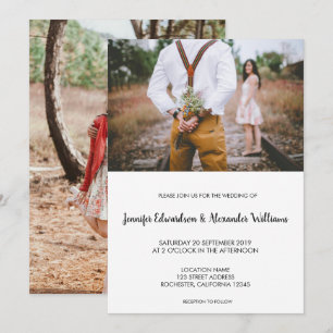 Invitación Boda fotográfico moderno rústico elegante