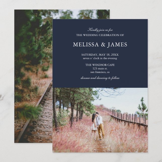 Invitación Boda fotográfico moderno simple (Anverso / Reverso)
