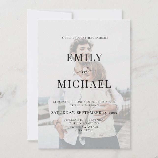 Invitación Boda fotográfico moderno simple (Anverso)