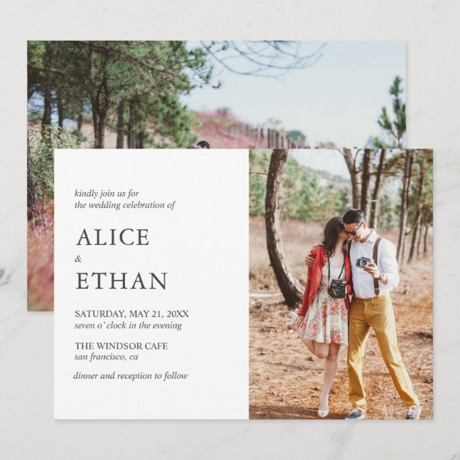 Invitación Boda fotográfico moderno simple (Anverso / Reverso)