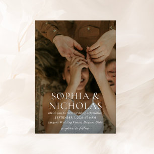 Invitación Boda fotográfico moderno simple en blanco y negro