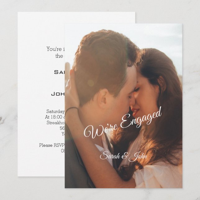 Invitación Boda fotográfico moderno "Somos Fiestas comprometi (Anverso / Reverso)