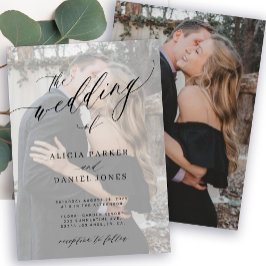Invitación Boda fotográfico moderno y elegante en blanco y ne