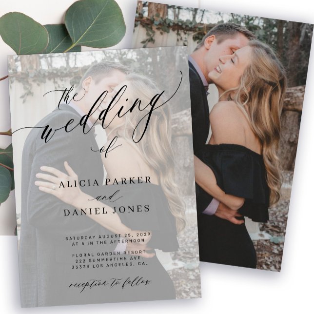 Invitación Boda fotográfico moderno y elegante en blanco y ne (Subido por el creador)