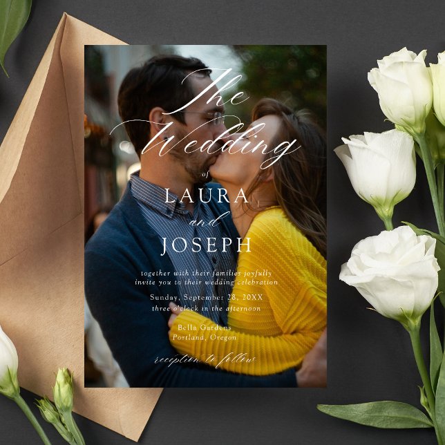 Invitación Boda fotográfico moderno y personalizado en blanco (Subido por el creador)