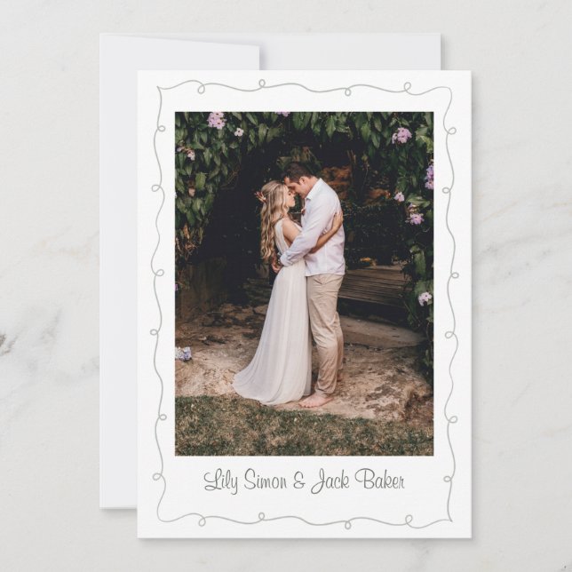 Invitación Boda fotográfico moderno y sencillo verde (Anverso)