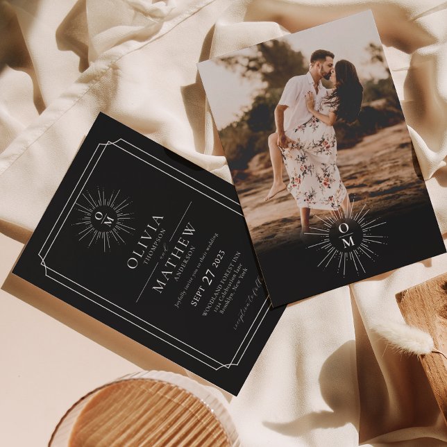 Invitación Boda fotográfico monograma de mediados de siglo 70 (Subido por el creador)
