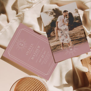 Invitación Boda fotográfico monograma de mediados del siglo 7
