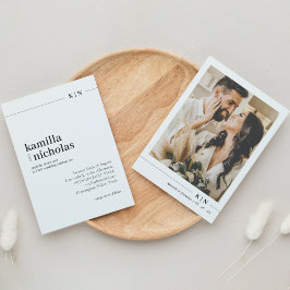 Invitación Boda fotográfico monograma de Moda moderna