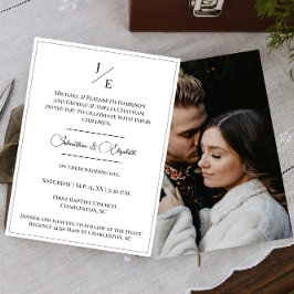 Invitación Boda fotográfico monograma minimalista | Blanca