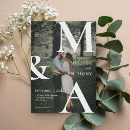 Invitación Boda fotográfico monograma moderno