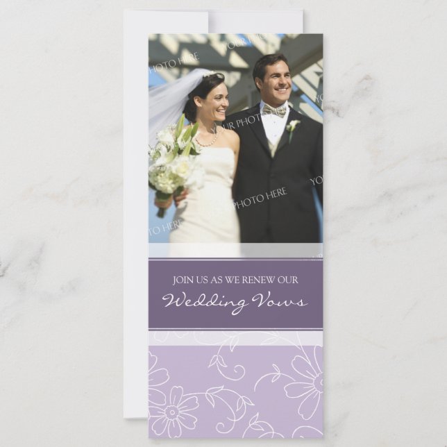 Invitación Boda fotográfico morado blanco promete invitacione (Anverso)