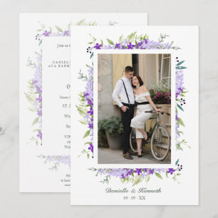 Invitación Boda fotográfico Morado Shades Flores y Branche