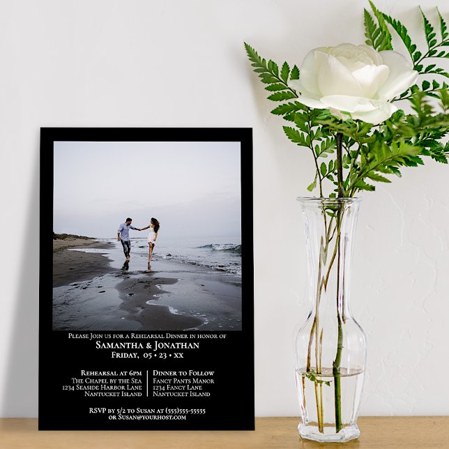 Invitación Boda fotográfico negro minimalista ensayando la ce (Subido por el creador)