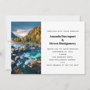 Invitación Boda fotográfico panorámico del río y las montañas