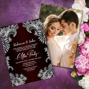 Invitación Boda fotográfico Personalizado de Borgoña tras Fie