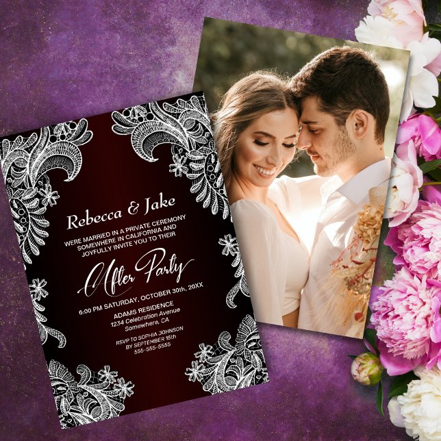 Invitación Boda fotográfico Personalizado de Borgoña tras Fie (Subido por el creador)