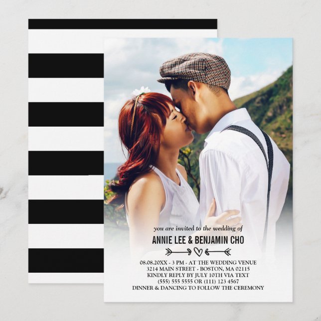 Invitación Boda fotográfico Personalizado Heart & Arrows (Anverso / Reverso)