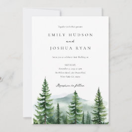 Invitación Boda fotográfico QR de Pine Tree Forest