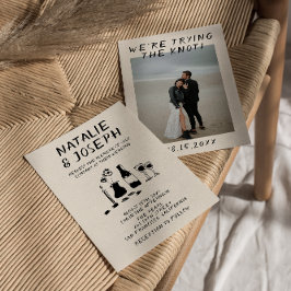 Invitación Boda fotográfico Quirky con champagne de mano retr