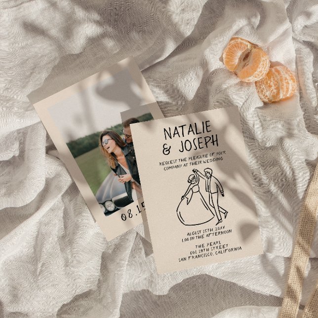 Invitación Boda fotográfico Quirky con mano de retro (Subido por el creador)