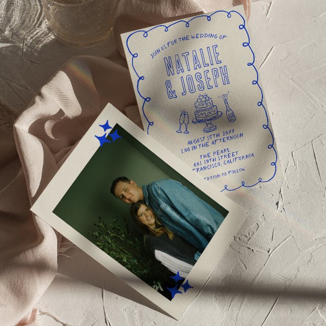 Invitación Boda fotográfico Quirky Retro con escrúpulos de ma (Subido por el creador)