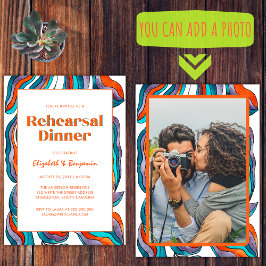 Invitación Boda fotográfico retro Boho Groovy Ensayar la cena