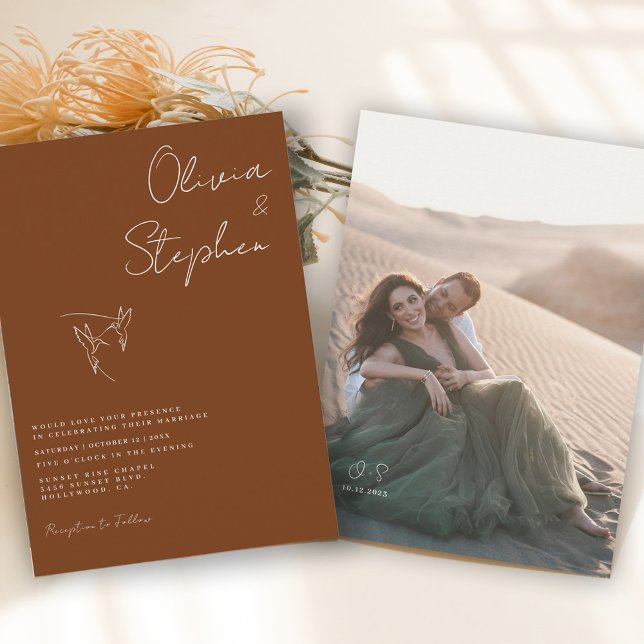 Invitación Boda fotográfico romántico de óxido oscuro minimal (Subido por el creador)