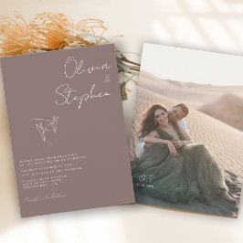 Invitación Boda fotográfico romántico taupe minimalista