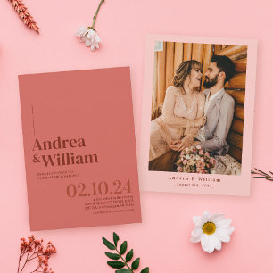 Invitación Boda fotográfico rosa brillante de verano de prima