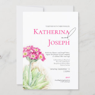 Invitación Boda fotográfico rosa de color rosa primarosa alpi