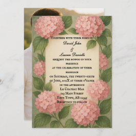 Invitación Boda fotográfico rosa hidrangea amigable con el pr