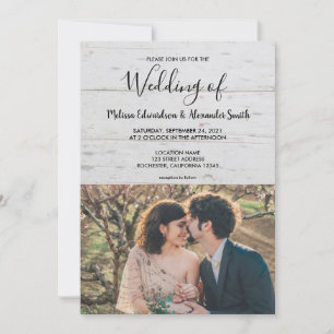 Invitación boda fotográfico rústico de granero