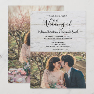 Invitación boda fotográfico rústico de granero