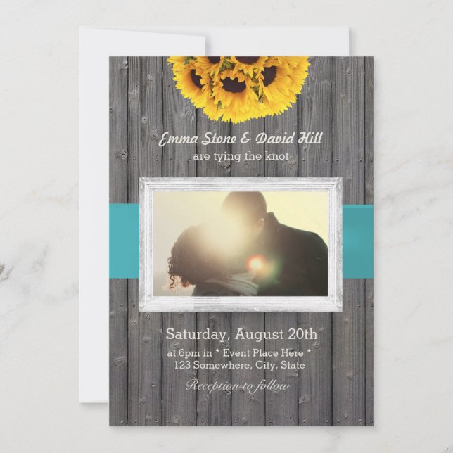Invitación Boda fotográfico Rústico del Personalizado de made (Anverso)