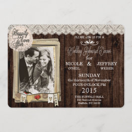 Invitación Boda fotográfico rústico para la cena