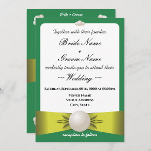 Invitación Boda fotográfico Serene Emerald y Yellow Pearl Rib